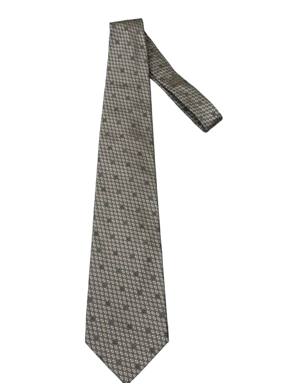 Barindelli & Trezzi Silk Tie Beige Silver Geometric